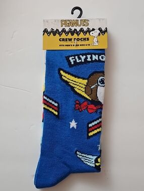 Peanuts Blue Snoopy Flying Ace Socks NWT
